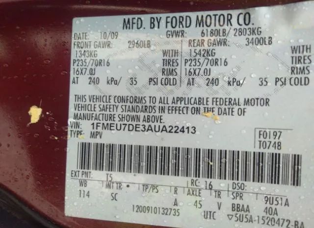 Photo 8 VIN: 1FMEU7DE3AUA22413 - FORD EXPLORER 