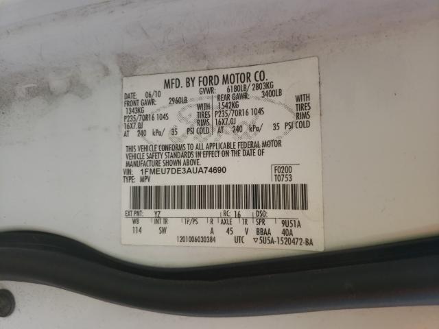 Photo 9 VIN: 1FMEU7DE3AUA74690 - FORD EXPLORER X 