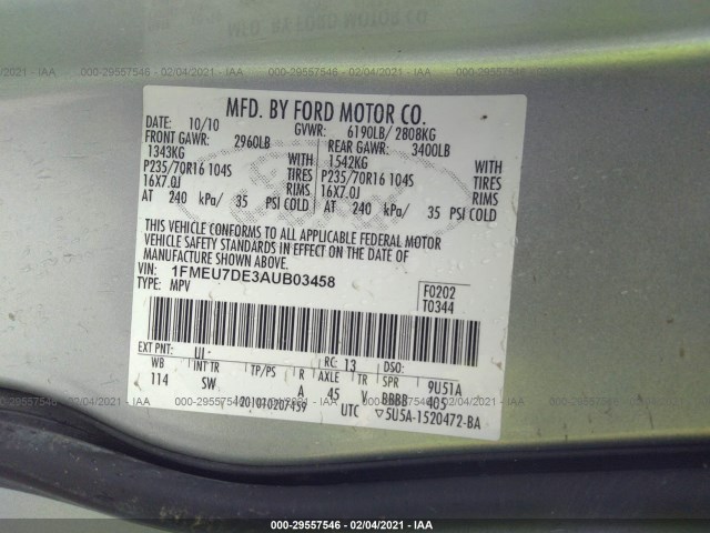 Photo 8 VIN: 1FMEU7DE3AUB03458 - FORD EXPLORER 