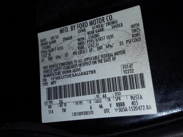 Photo 9 VIN: 1FMEU7DE5AUA92785 - FORD EXPLORER X 