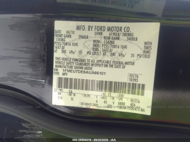 Photo 8 VIN: 1FMEU7DE6AUA66101 - FORD EXPLORER 