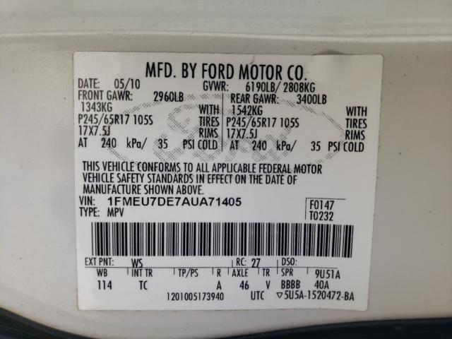 Photo 9 VIN: 1FMEU7DE7AUA71405 - FORD EXPLORER X 