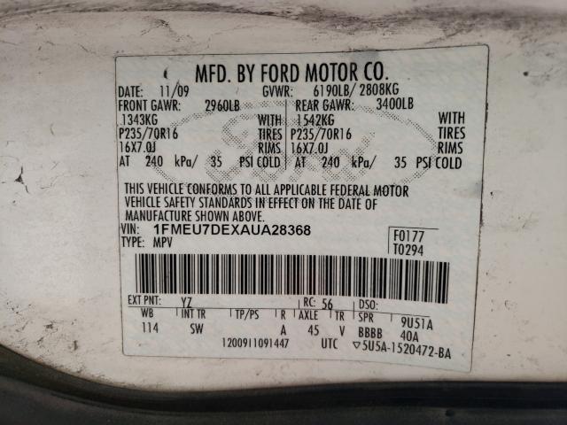 Photo 9 VIN: 1FMEU7DEXAUA28368 - FORD EXPLORER X 