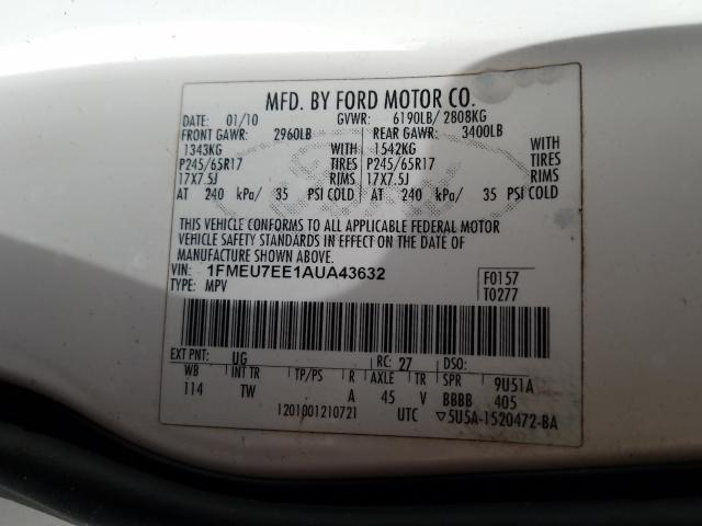 Photo 9 VIN: 1FMEU7EE1AUA43632 - FORD EXPLORER E 