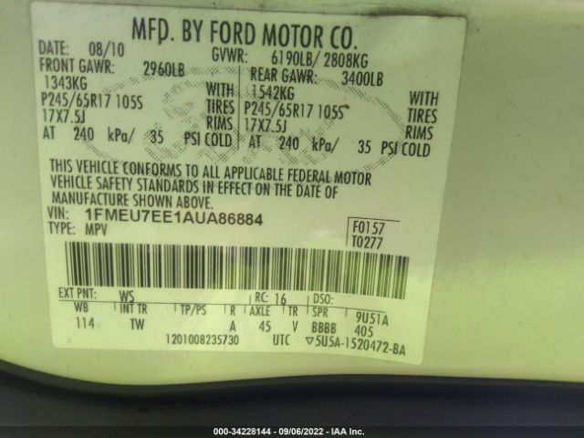 Photo 8 VIN: 1FMEU7EE1AUA86884 - FORD EXPLORER 