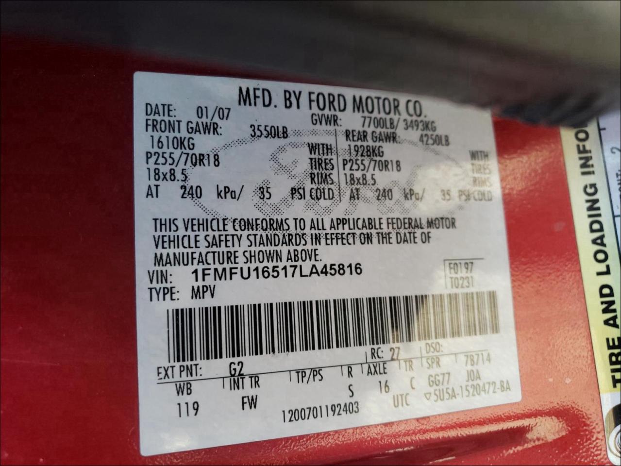 Photo 9 VIN: 1FMFU16517LA45816 - FORD EXPEDITION 