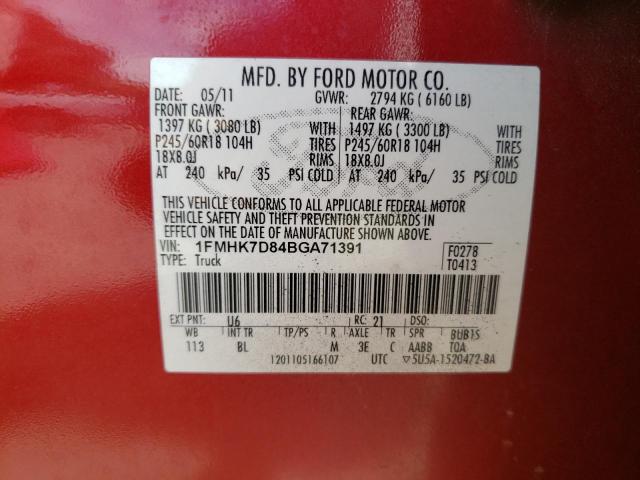 Photo 9 VIN: 1FMHK7D84BGA71391 - FORD EXPLORER X 