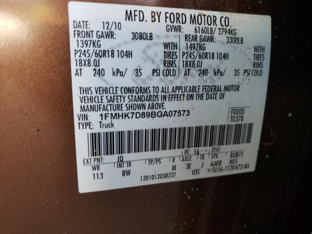 Photo 11 VIN: 1FMHK7D89BGA07573 - FORD EXPLORER X 