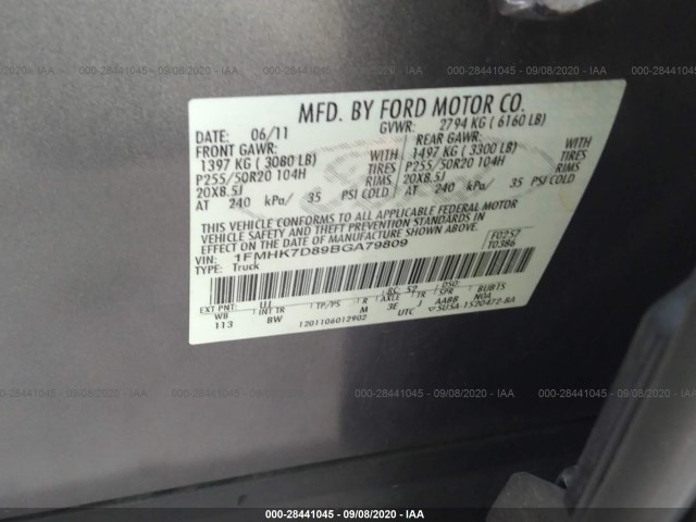 Photo 8 VIN: 1FMHK7D89BGA79809 - FORD EXPLORER 