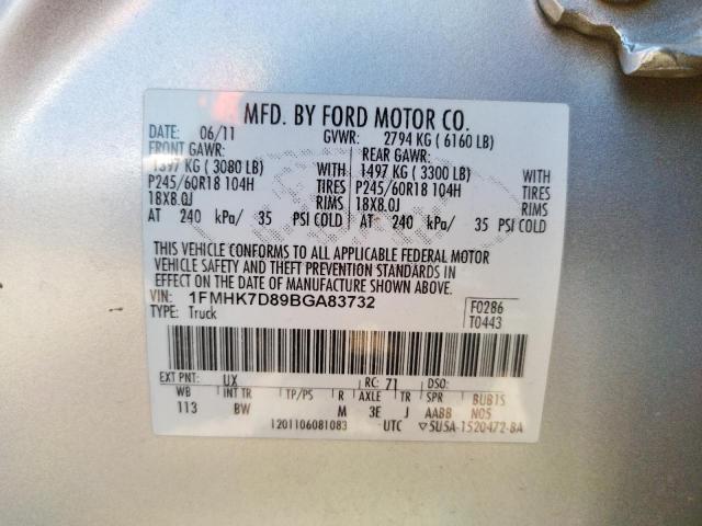 Photo 9 VIN: 1FMHK7D89BGA83732 - FORD EXPLORER X 