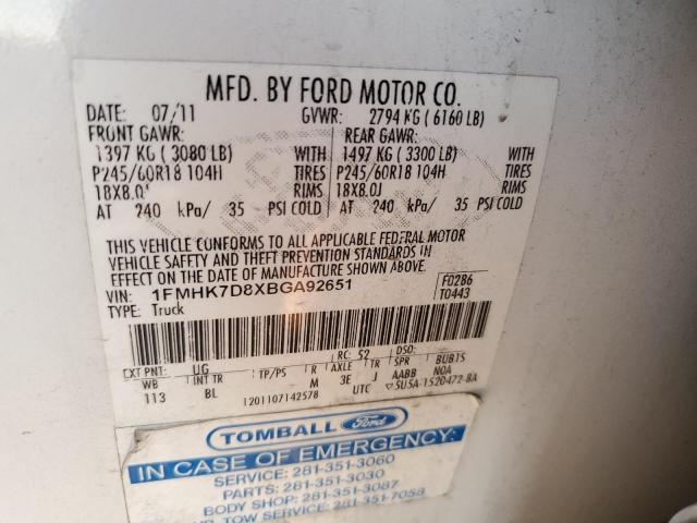 Photo 12 VIN: 1FMHK7D8XBGA92651 - FORD EXPLORER X 