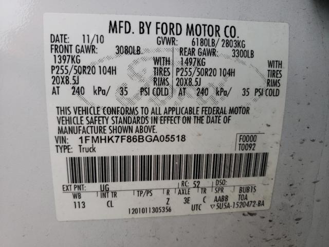 Photo 9 VIN: 1FMHK7F86BGA05518 - FORD EXPLORER L 