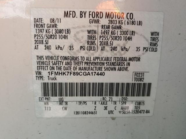 Photo 12 VIN: 1FMHK7F89CGA17440 - FORD EXPLORER 