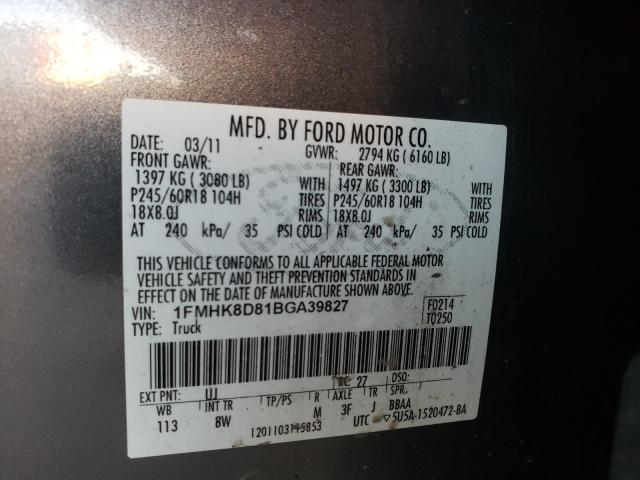 Photo 9 VIN: 1FMHK8D81BGA39827 - FORD EXPLORER X 