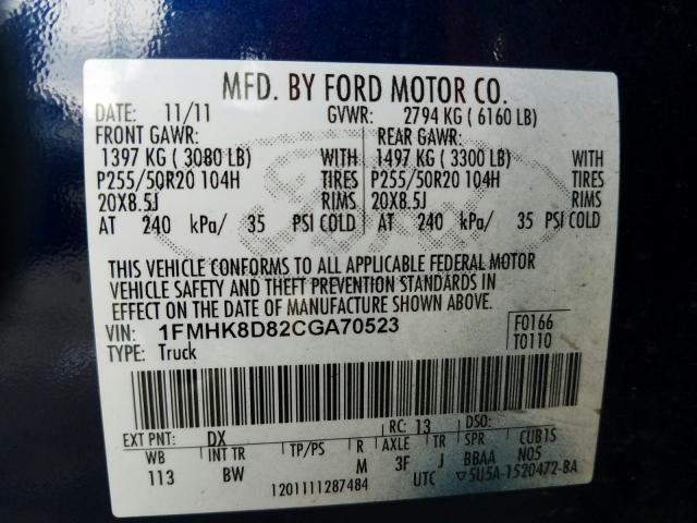 Photo 9 VIN: 1FMHK8D82CGA70523 - FORD EXPLORER X 