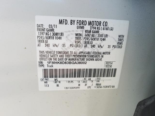 Photo 9 VIN: 1FMHK8D83BGA38002 - FORD EXPLORER 