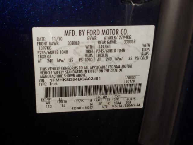 Photo 9 VIN: 1FMHK8D84BGA02481 - FORD EXPLORER X 