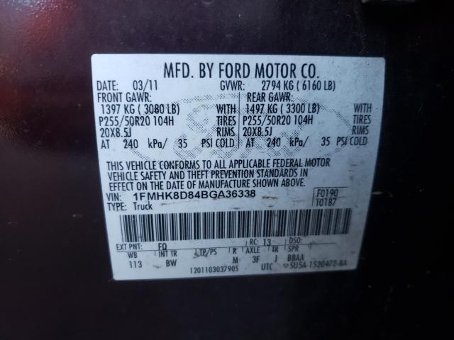 Photo 9 VIN: 1FMHK8D84BGA36338 - FORD EXPLORER X 