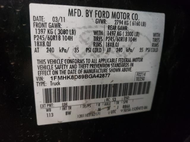 Photo 9 VIN: 1FMHK8D89BGA42877 - FORD EXPLORER X 