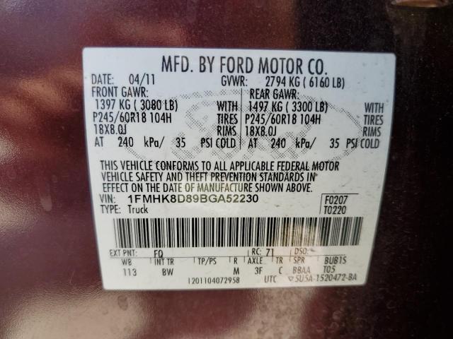 Photo 12 VIN: 1FMHK8D89BGA52230 - FORD EXPLORER X 