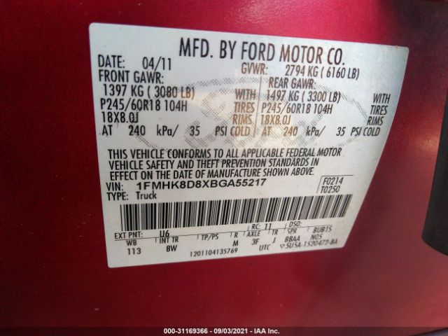 Photo 8 VIN: 1FMHK8D8XBGA55217 - FORD EXPLORER 