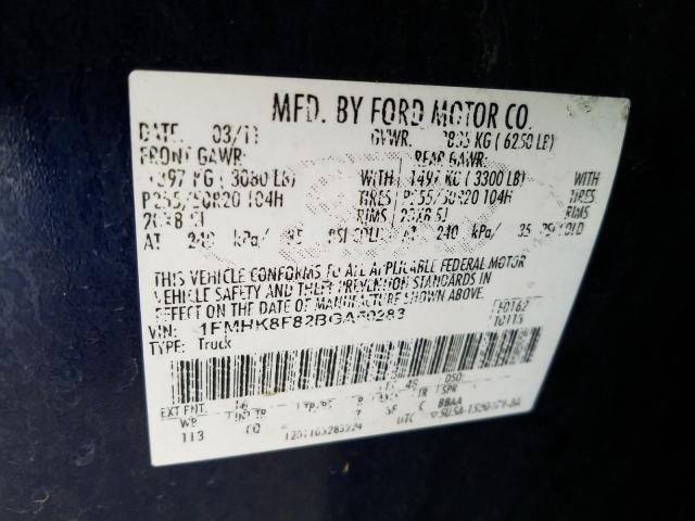 Photo 9 VIN: 1FMHK8F82BGA50283 - FORD EXPLORER L 