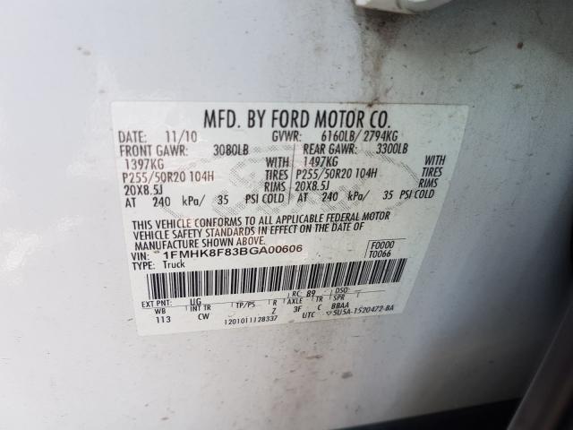 Photo 9 VIN: 1FMHK8F83BGA00606 - FORD EXPLORER L 