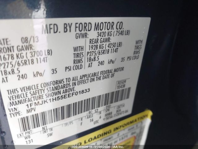 Photo 8 VIN: 1FMJK1H55EEF01833 - FORD EXPEDITION EL 