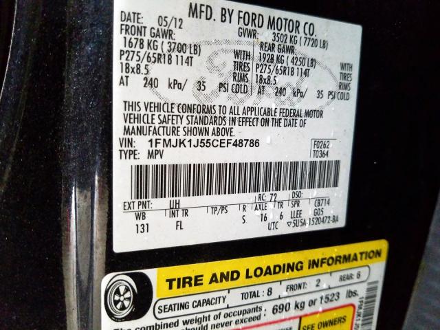 Photo 9 VIN: 1FMJK1J55CEF48786 - FORD EXPEDITION 