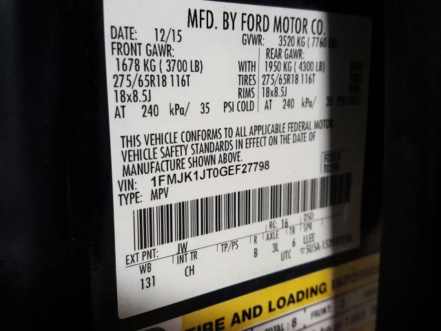 Photo 9 VIN: 1FMJK1JT0GEF27798 - FORD EXPEDITION 