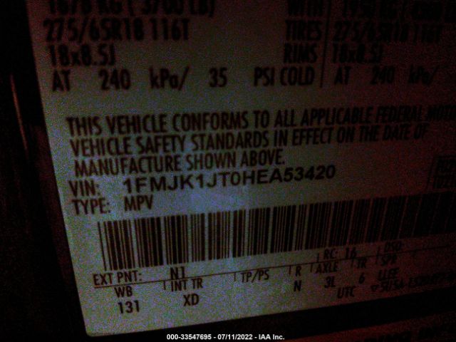 Photo 8 VIN: 1FMJK1JT0HEA53420 - FORD EXPEDITION EL 