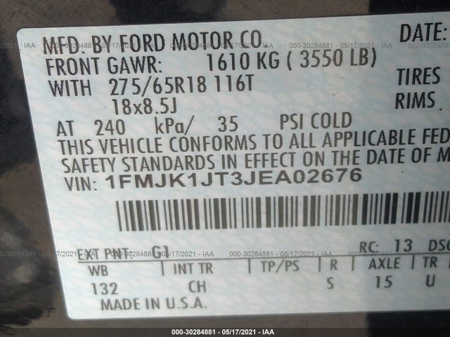 Photo 8 VIN: 1FMJK1JT3JEA02676 - FORD EXPEDITION MAX 