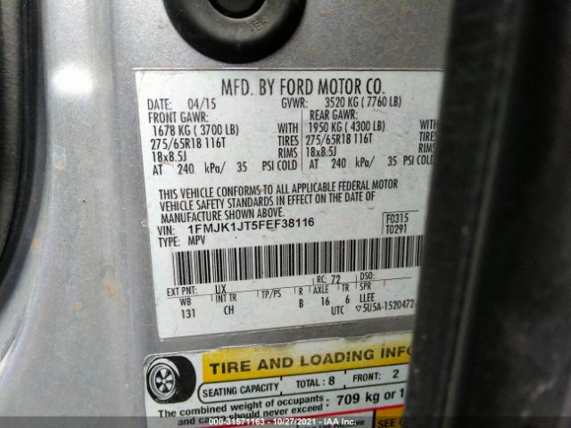 Photo 8 VIN: 1FMJK1JT5FEF38116 - FORD EXPEDITION EL 