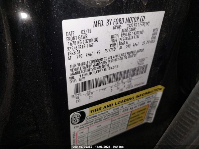 Photo 8 VIN: 1FMJK1JT6FEF34334 - FORD EXPEDITION 