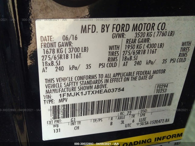 Photo 8 VIN: 1FMJK1JTXHEA03754 - FORD EXPEDITION EL 