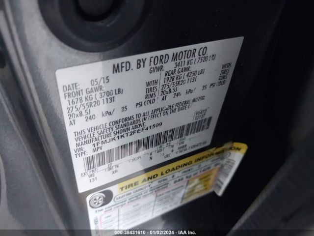 Photo 8 VIN: 1FMJK1KT2FEF41599 - FORD EXPEDITION EL 