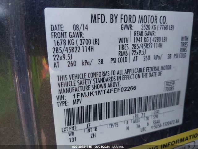 Photo 8 VIN: 1FMJK1MT4FEF02266 - FORD EXPEDITION MAX 