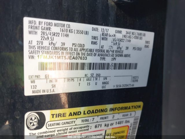 Photo 8 VIN: 1FMJK1MT5JEA07633 - FORD EXPEDITION MAX 