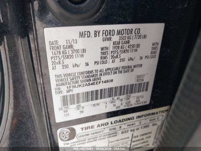 Photo 8 VIN: 1FMJK2A54EEF14508 - FORD EXPEDITION 