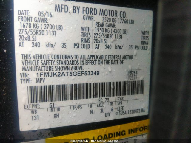 Photo 8 VIN: 1FMJK2AT5GEF53349 - FORD EXPEDITION EL 