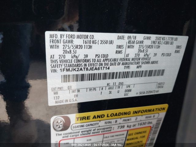 Photo 8 VIN: 1FMJK2AT8JEA61714 - FORD EXPEDITION MAX 