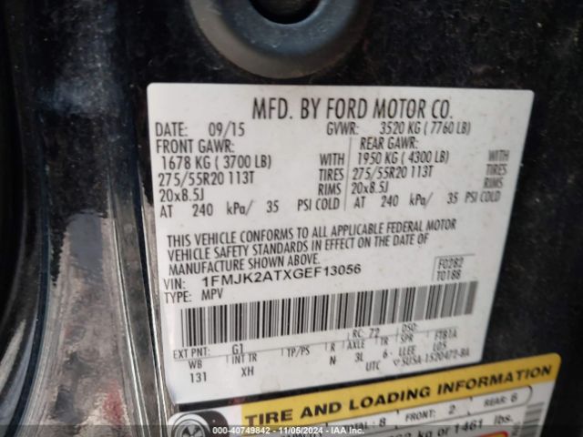 Photo 8 VIN: 1FMJK2ATXGEF13056 - FORD EXPEDITION MAX 