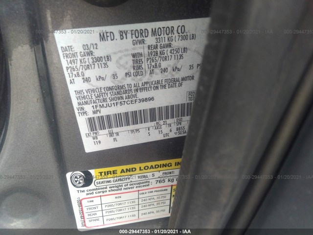 Photo 8 VIN: 1FMJU1F57CEF39896 - FORD EXPEDITION 