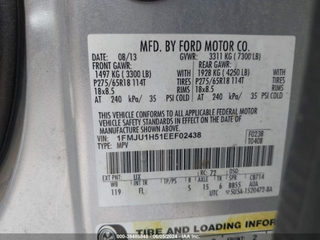 Photo 8 VIN: 1FMJU1H51EEF02438 - FORD EXPEDITION 