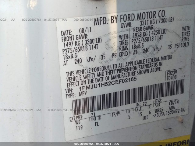 Photo 8 VIN: 1FMJU1H52CEF02185 - FORD EXPEDITION 