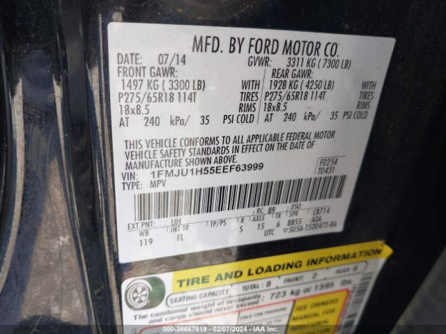 Photo 8 VIN: 1FMJU1H55EEF63999 - FORD EXPEDITION 