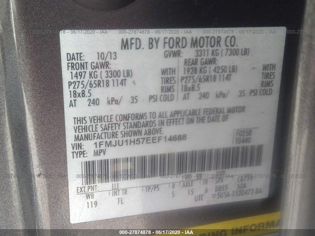 Photo 8 VIN: 1FMJU1H57EEF14688 - FORD EXPEDITION 