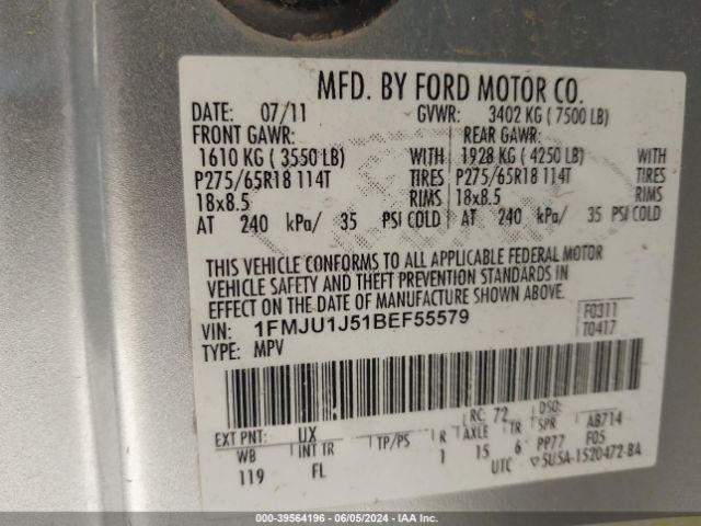 Photo 8 VIN: 1FMJU1J51BEF55579 - FORD EXPEDITION 