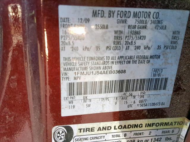 Photo 9 VIN: 1FMJU1J54AEB03608 - FORD EXPEDITION 