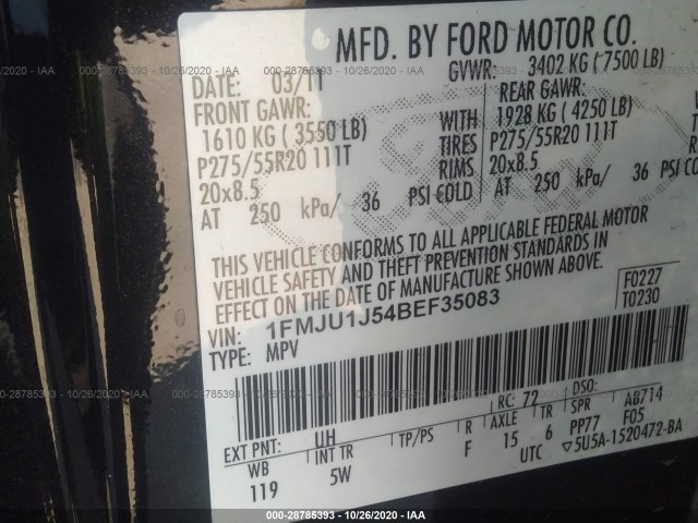 Photo 8 VIN: 1FMJU1J54BEF35083 - FORD EXPEDITION 